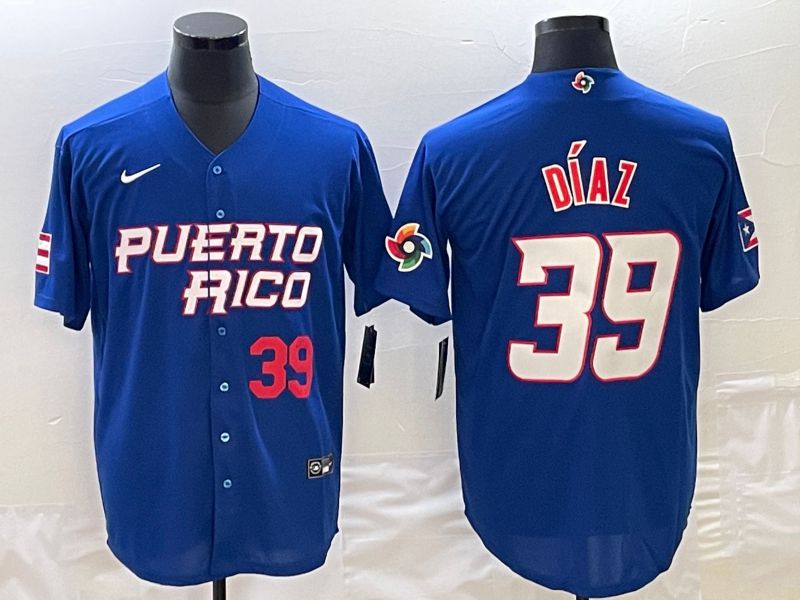 Men 2023 World Cub Puerto Rico #39 Diaz Blue Nike MLB Jersey9